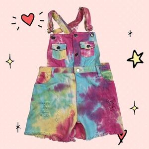 Tye dye overall shorts